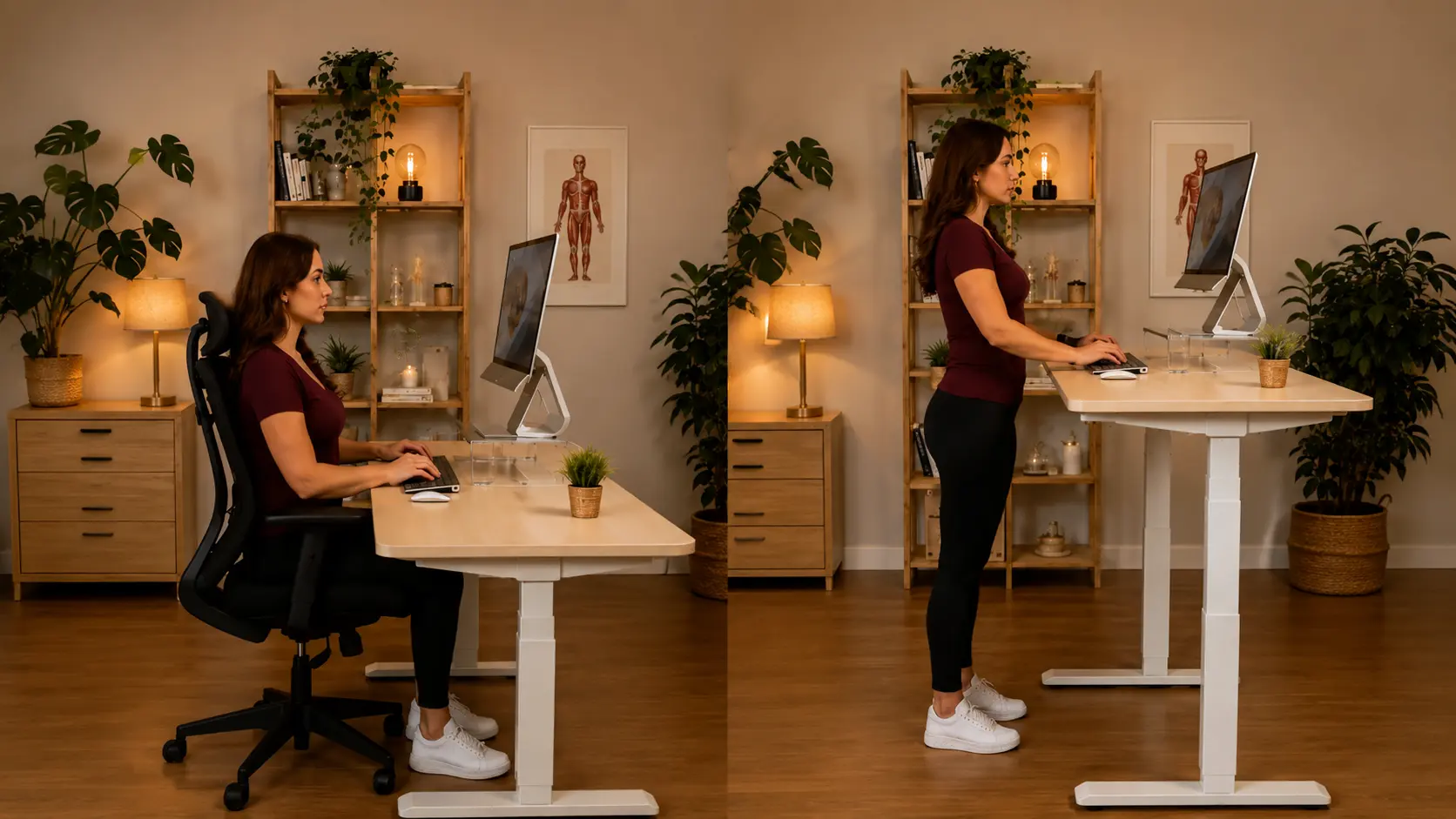 Ergonomischer Arbeitsplatz im Sitzen und Stehen